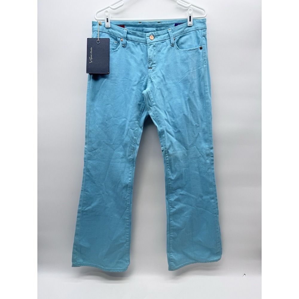 Vigoss Studio Flare Jeans Womens 31 Turquoise Blue Stretch Denim Retro NWT